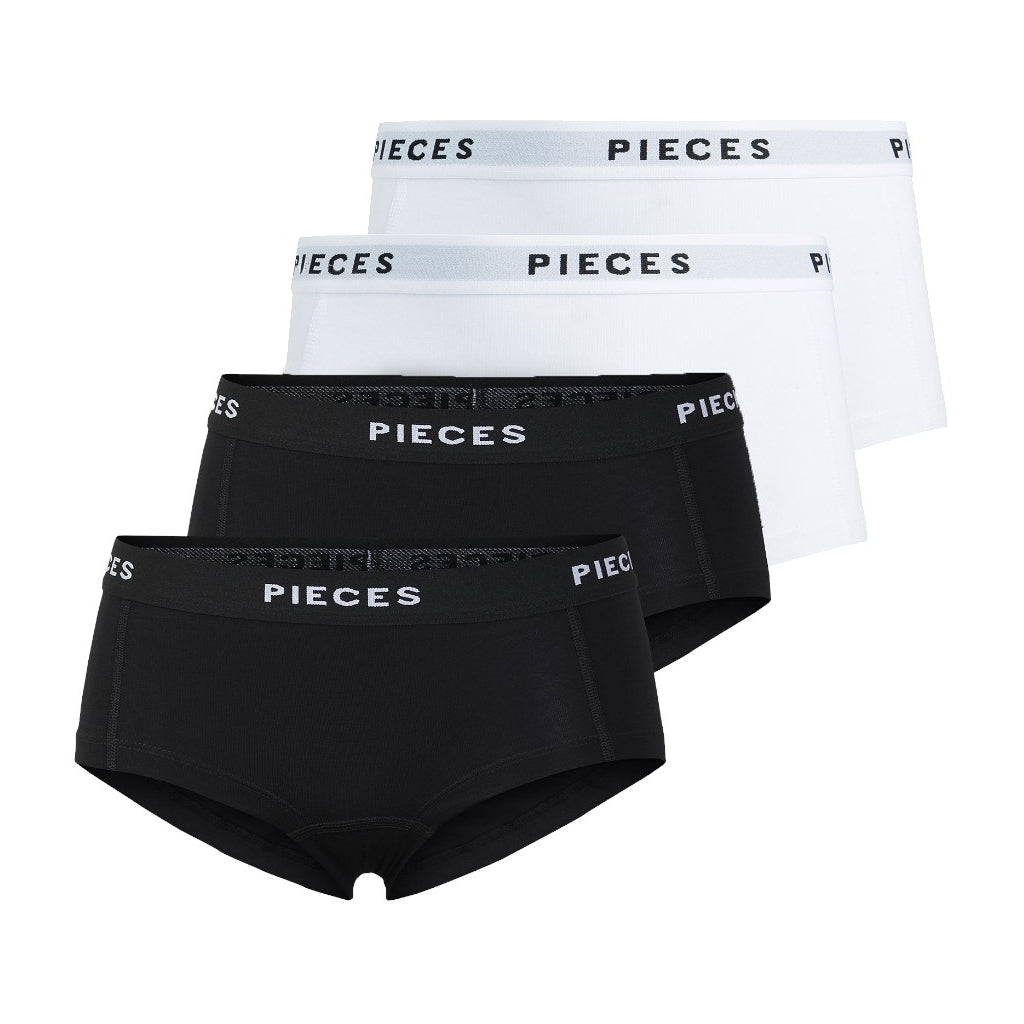 Dame Hipsters 4-pak - Sort og Hvid fra Pieces