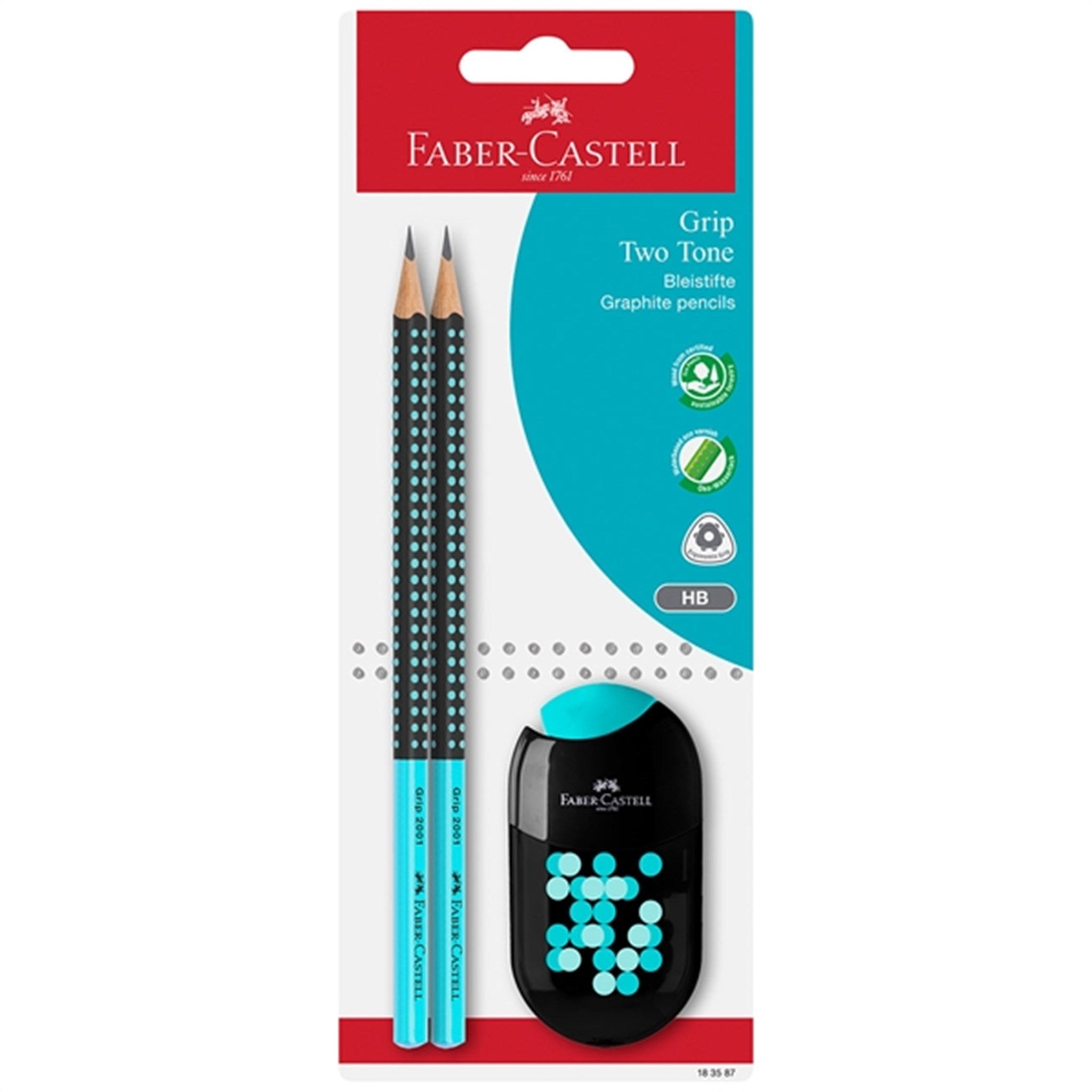 Faber Castell Grip 2001 2 Farvet Blyant, Blyantspidser   Turkis fra Faber-castell