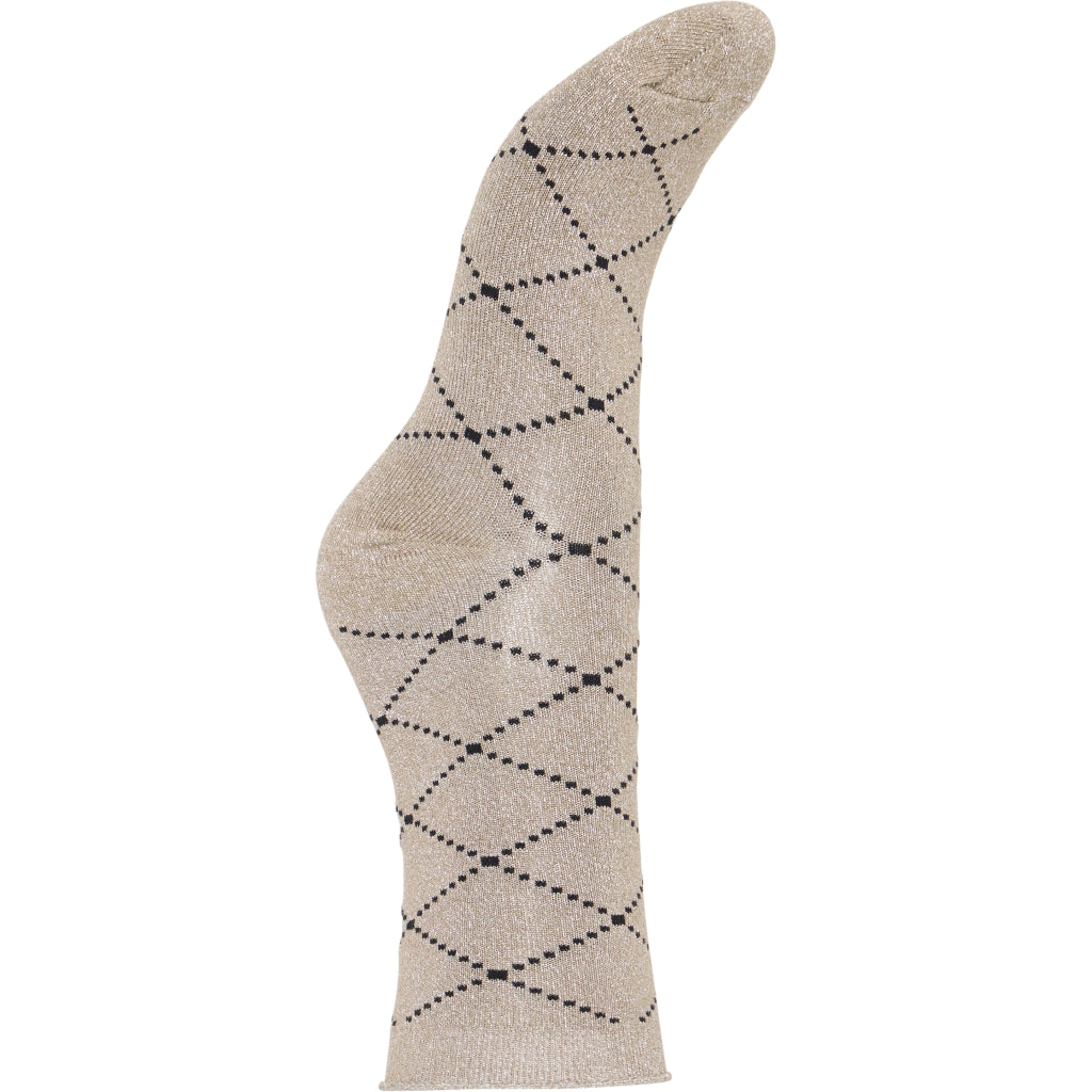 B:young Dame Strømper Bawli   Brown Check Sock fra B.young