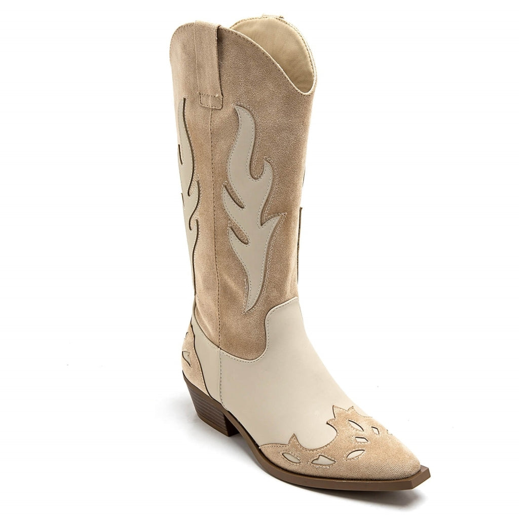 Abby Dame Cowboystøvle 9632a   Beige fra Shoes