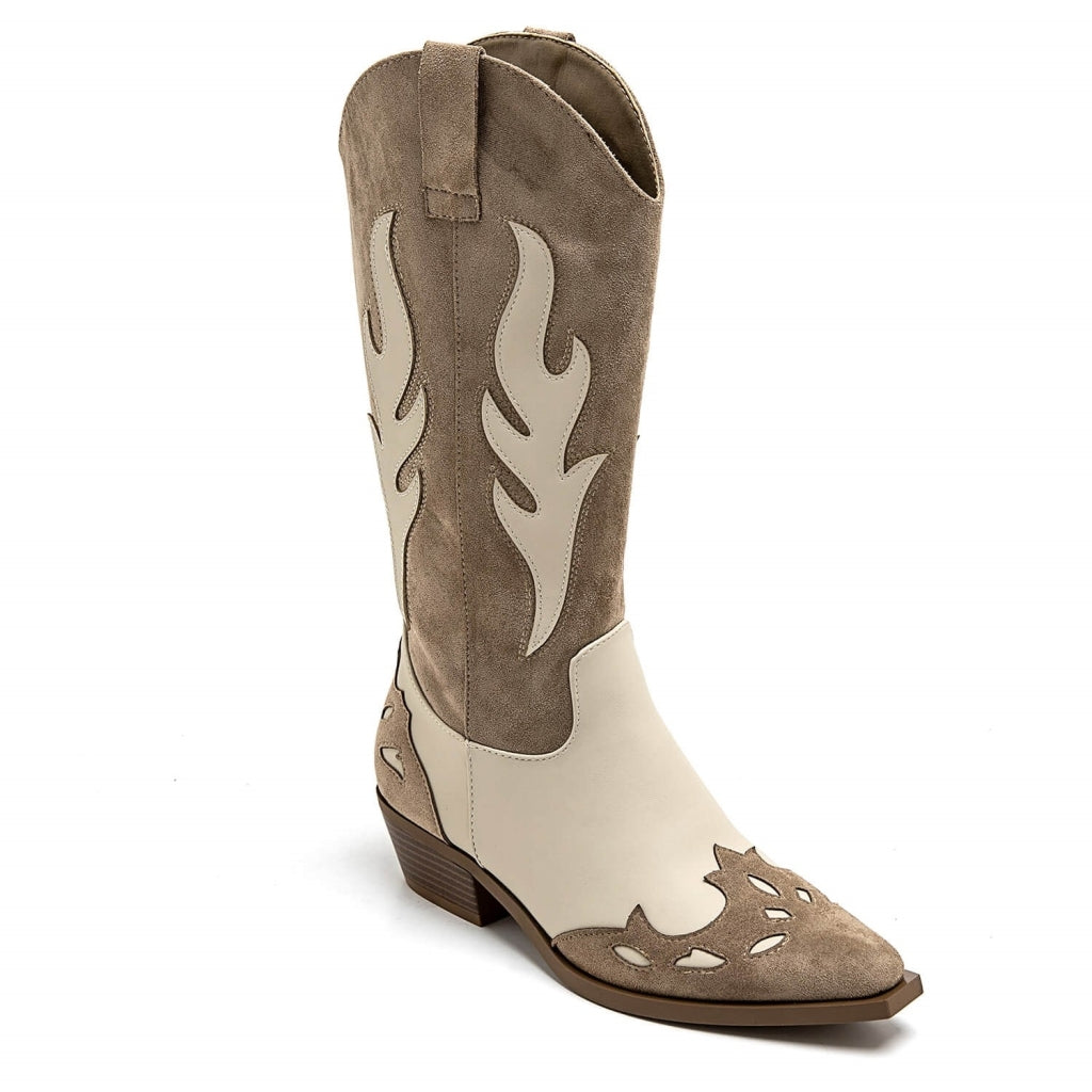 Abby Dame Cowboystøvle 9632a   Khaki fra Shoes