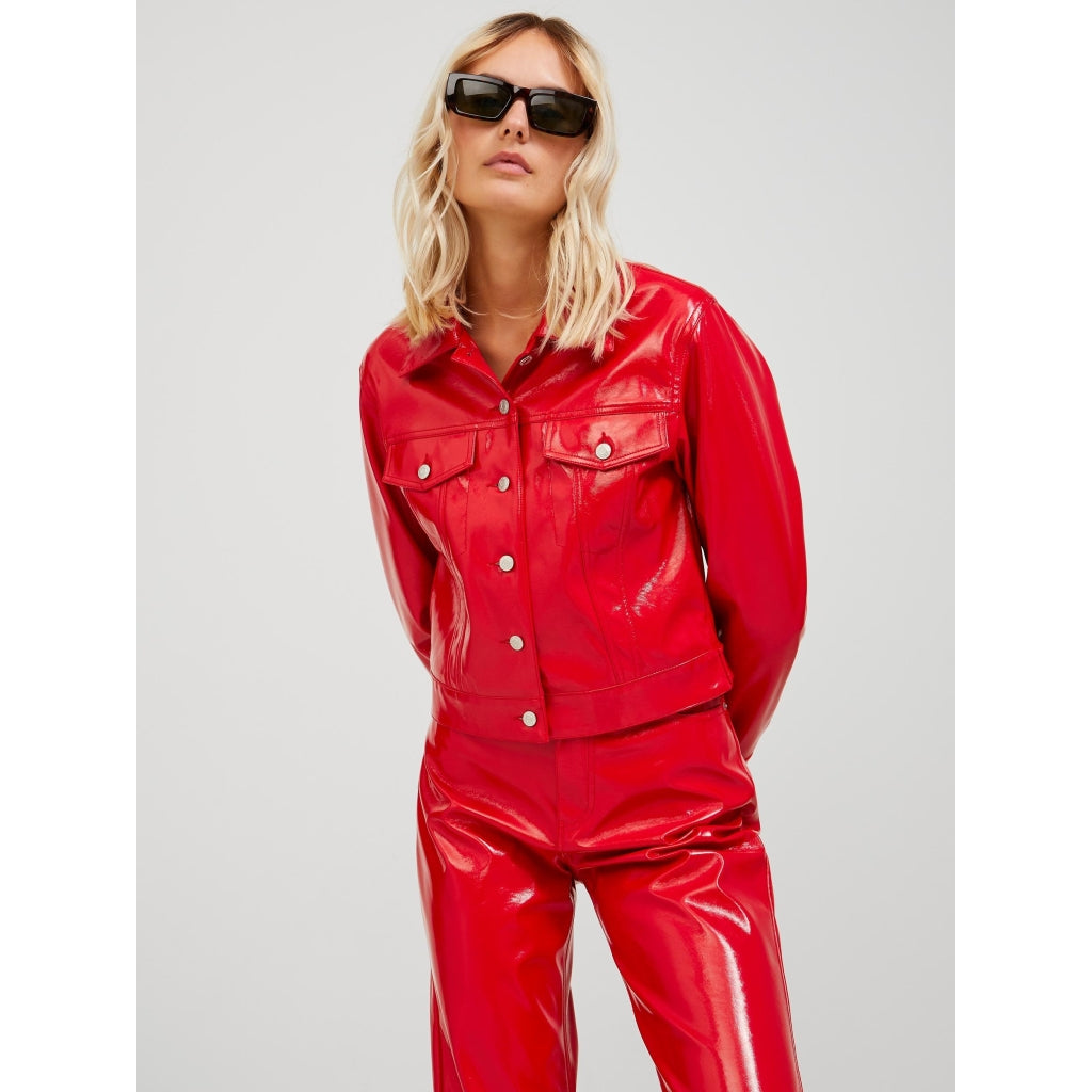 Dame Jakke Jxjay   Chinese Red Shiny fra Jjxx