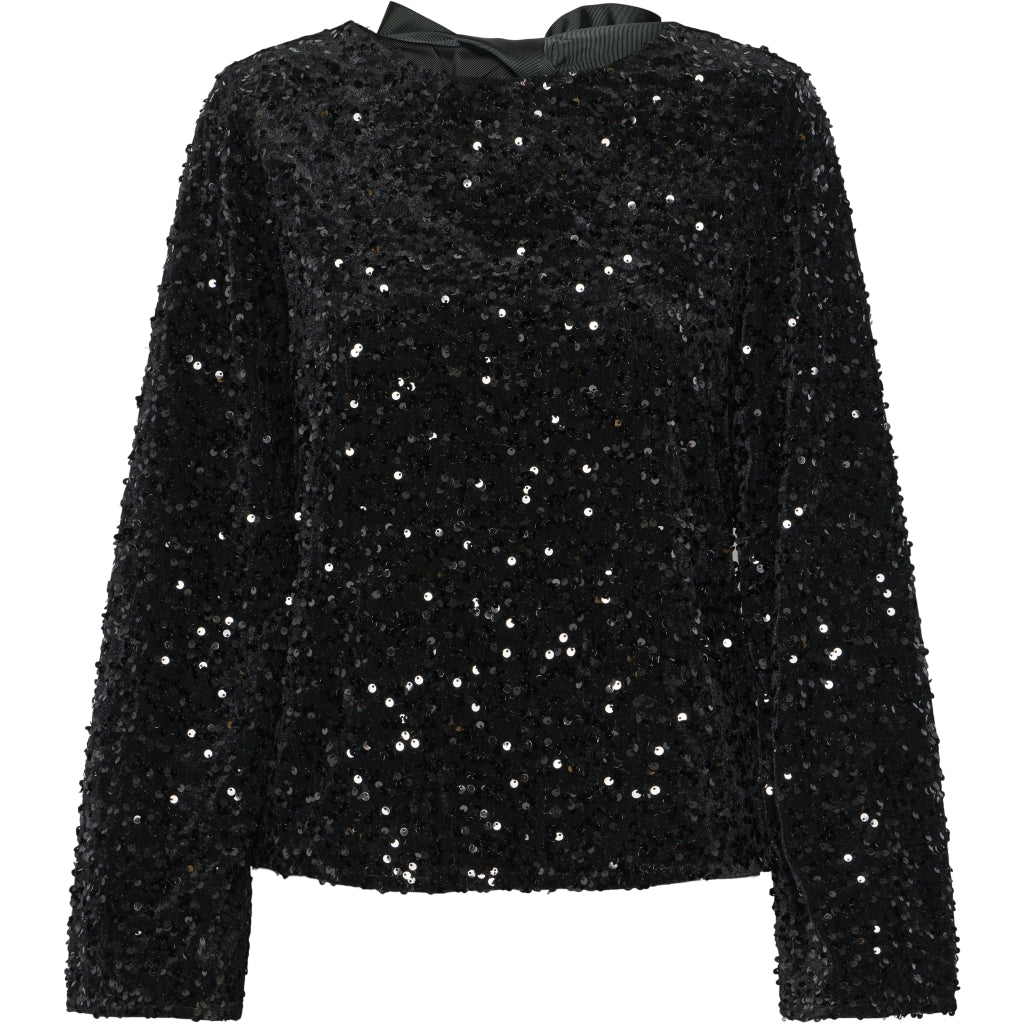 Dame Bluse Pckam   Black Black Sequins fra Pieces