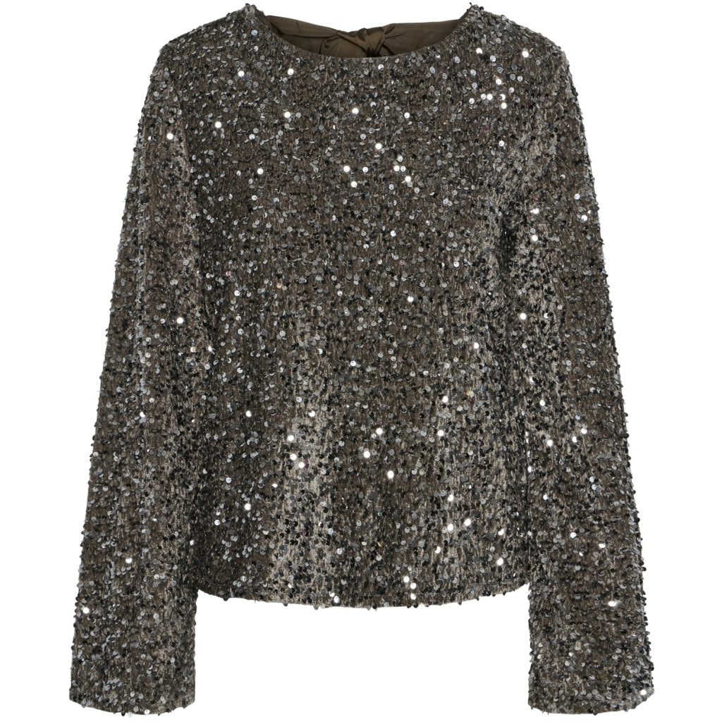 Dame Bluse Pckam   Morel Silver Sequins fra Pieces