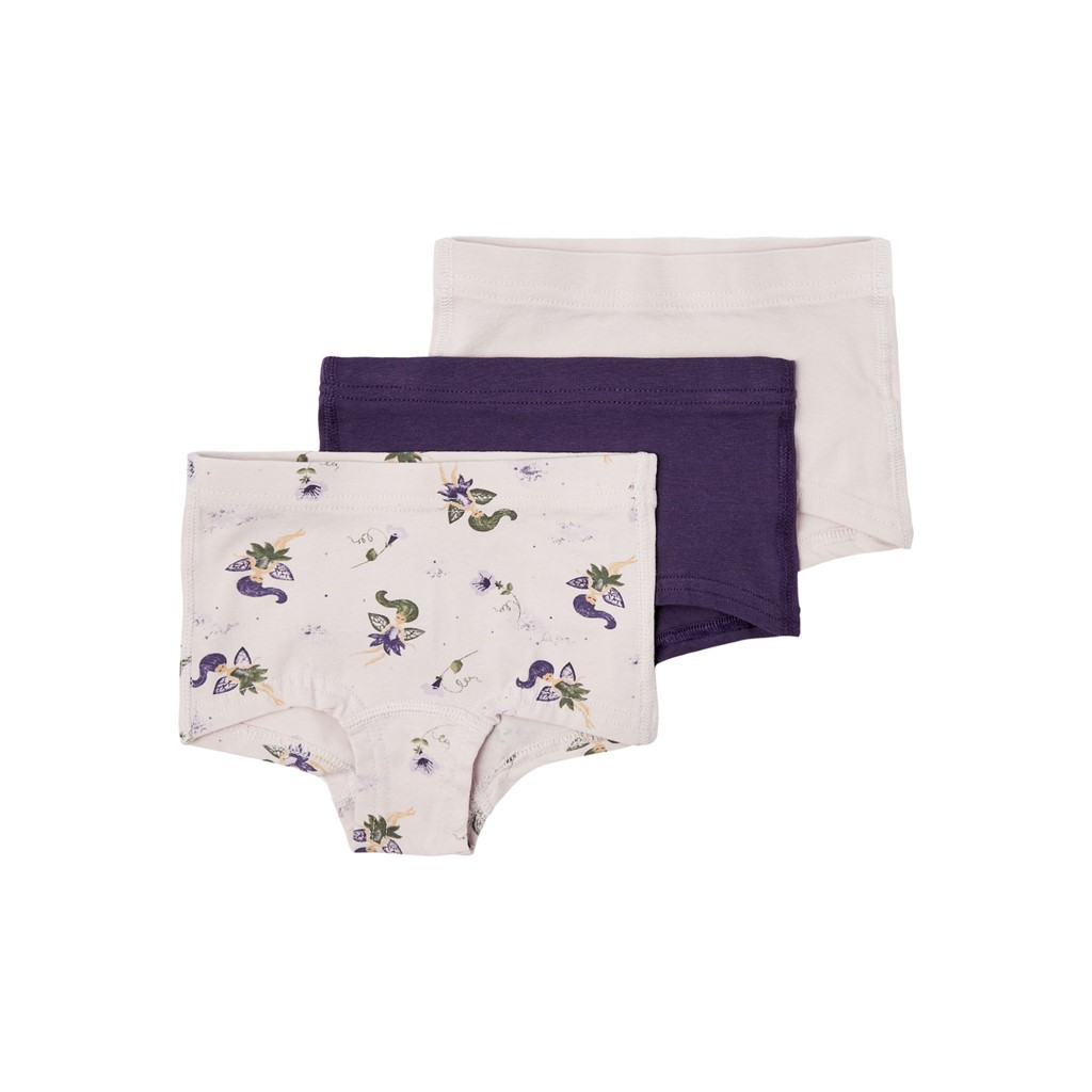 3-Pak Tights i Grå og Lilla fra Name It - Blødt Undertøj