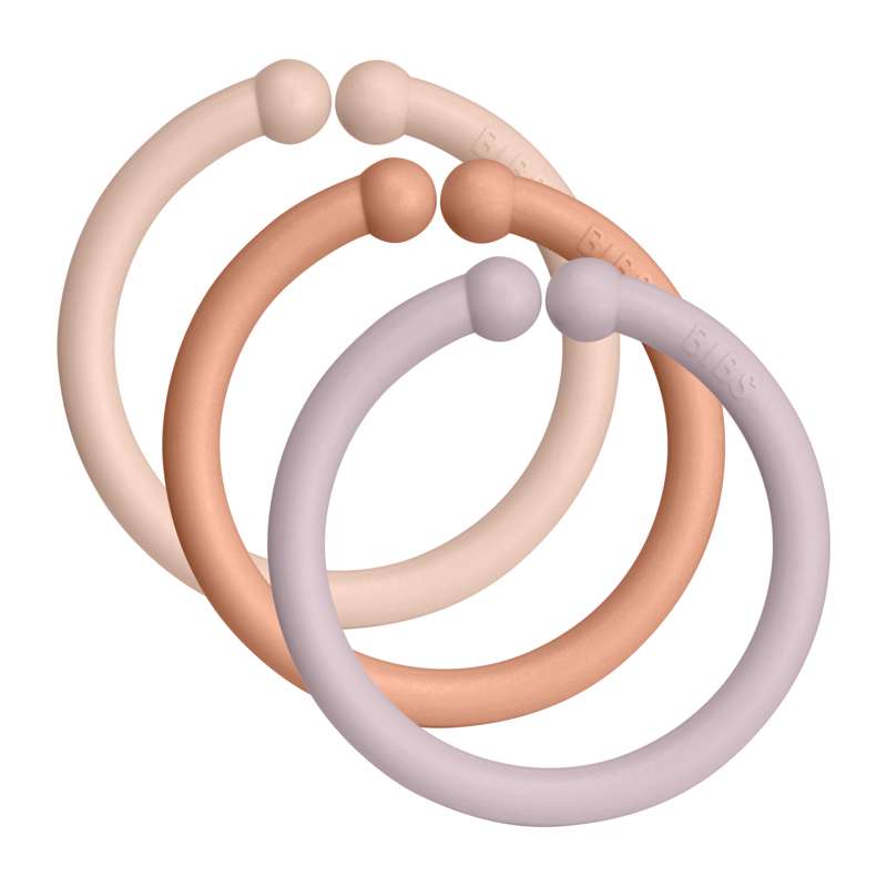 BIBS Loops Ophængsringe 12 Pak - Blush Peach & Dusky Lilac