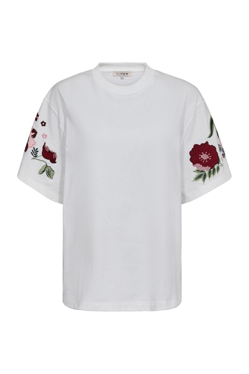A-View T-shirt med Broderi - Hvid til Hverdagsbrug