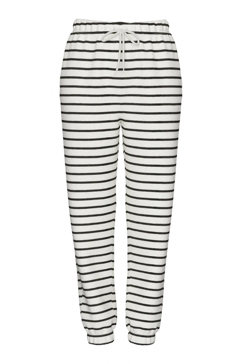 Bukser   Pc Chilli Hw Sweat Pants Stripes   Cloud Dancer Black Stripes fra Pieces